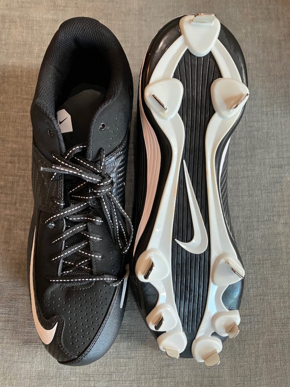 Nike Strike Cleats Metal Baseball Black White Mens 12 NWOT Deadstock Vintage
